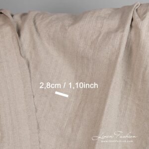 Natural color linen cotton fabric, woven in twill weave stripes