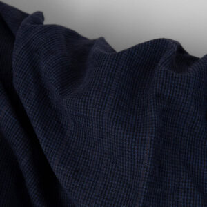 Linen cotton fabric dark multicolour striped, 145cm width