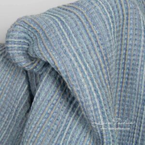 Vasket blått lin-bomull vaffelvevd stoff 5 Blue waffle linen fabric, washed