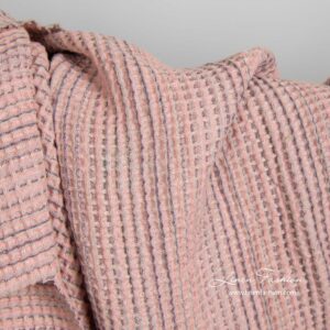 Vasket rosa lin-bomull vaffelvevd stoff