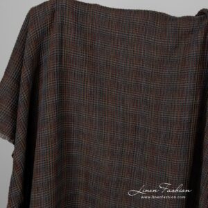 Lin-bomull flerfarget vaffelstoff vasket 5 Linen cotton multi coloured waffle fabric, washed.