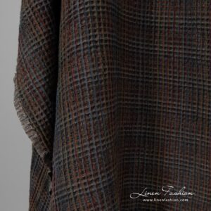 Lin-bomull flerfarget vaffelstoff vasket 7 Washed linen cotton multi coloured fabric.
