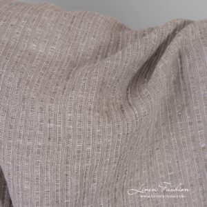 Beige linen cotton fabric in stripes, specially washed to increase softness