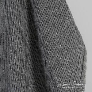 Black linen cotton fabric in stripes, perfect for clothes and home textile
