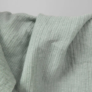 Washed linen cotton fabric greenish white colour striped product photo
