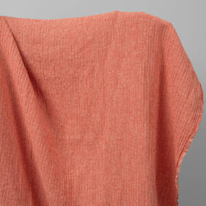Vasket lin-bomullsstoff i rød-hvite striper 5 Washed linen cotton fabric in red-white stripes
