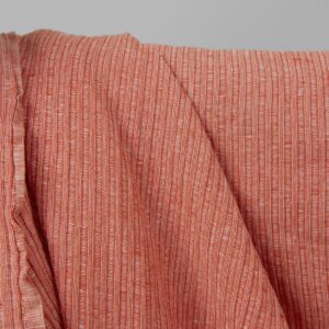 Vasket lin-bomullsstoff i rød-hvite striper 6 Washed linen cotton fabric in red-white stripes product photo