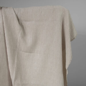 Vasket lin-bomullsstoff beige vaffel 5 Washed linen cotton fabric beige waffle