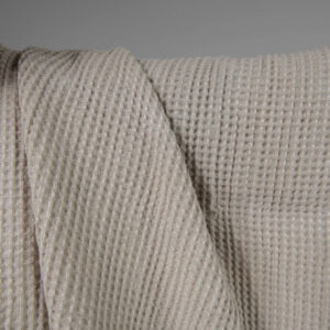 Vasket lin-bomullsstoff beige vaffel 6 Washed linen cotton fabric beige waffle 150cm