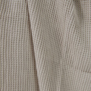 Vasket lin-bomullsstoff beige vaffel 7 Washed linen cotton fabric beige waffle close up detail