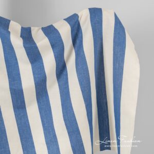 Linen cotton fabric in blue and white stripes