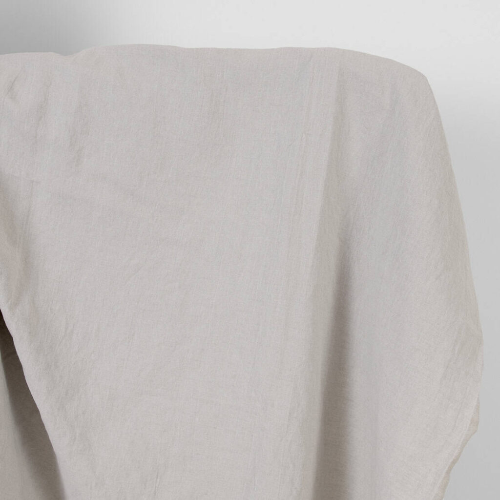 Washed linen cotton fabric light beige-grey melange