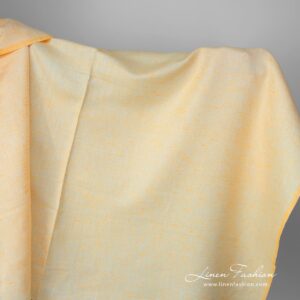 Linen cotton fabric yellow white small pattern