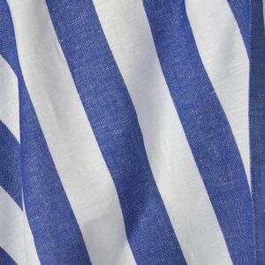 Lin-bomullsstoff i hvite og blå striper