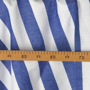 Lin-bomullsstoff i hvite og blå striper