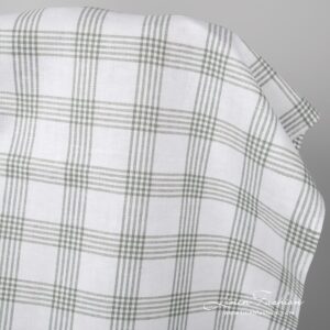 right white linen blend fabric with grey checks