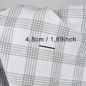 Linen blend fabric with white and grey grid checks