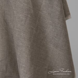 Brunt diamantmønstret lin-bomullsstoff 11 Brown dyed linen cotton fabric.