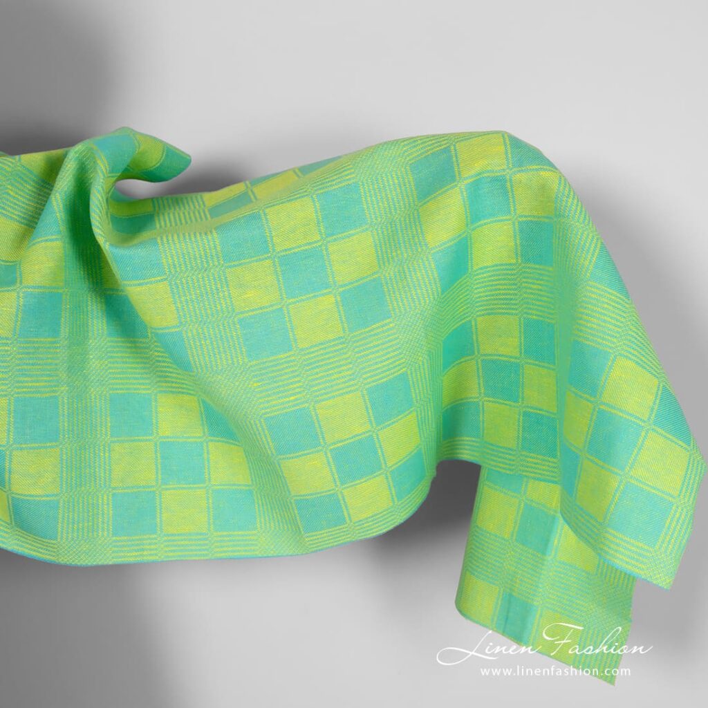 Linen cotton green fabric