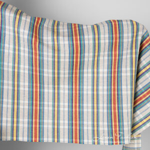 Linen cotton fabric with multicolored stripes
