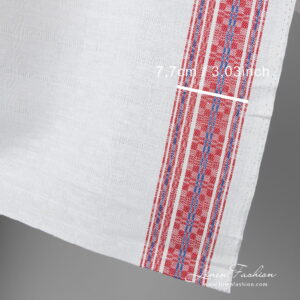 Linen cotton fabric with blue-red stripes with measurements