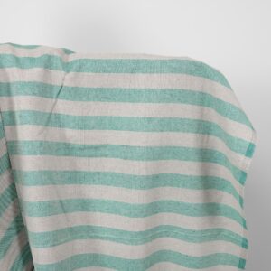 linen cotton beige green stripes