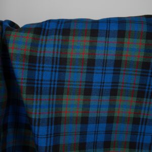 Linen cotton fabric blue green twill checks