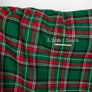 Linen cotton fabric green red checks with measurements