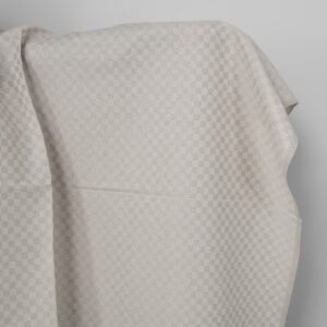 Lin-bomullsstoff hvit og naturfarget kyperruter 9 Linen cotton fabric white and natural twill checks