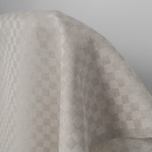 Lin-bomullsstoff hvit og naturfarget kyperruter 10 Linen cotton fabric white and natural twill checks product photo