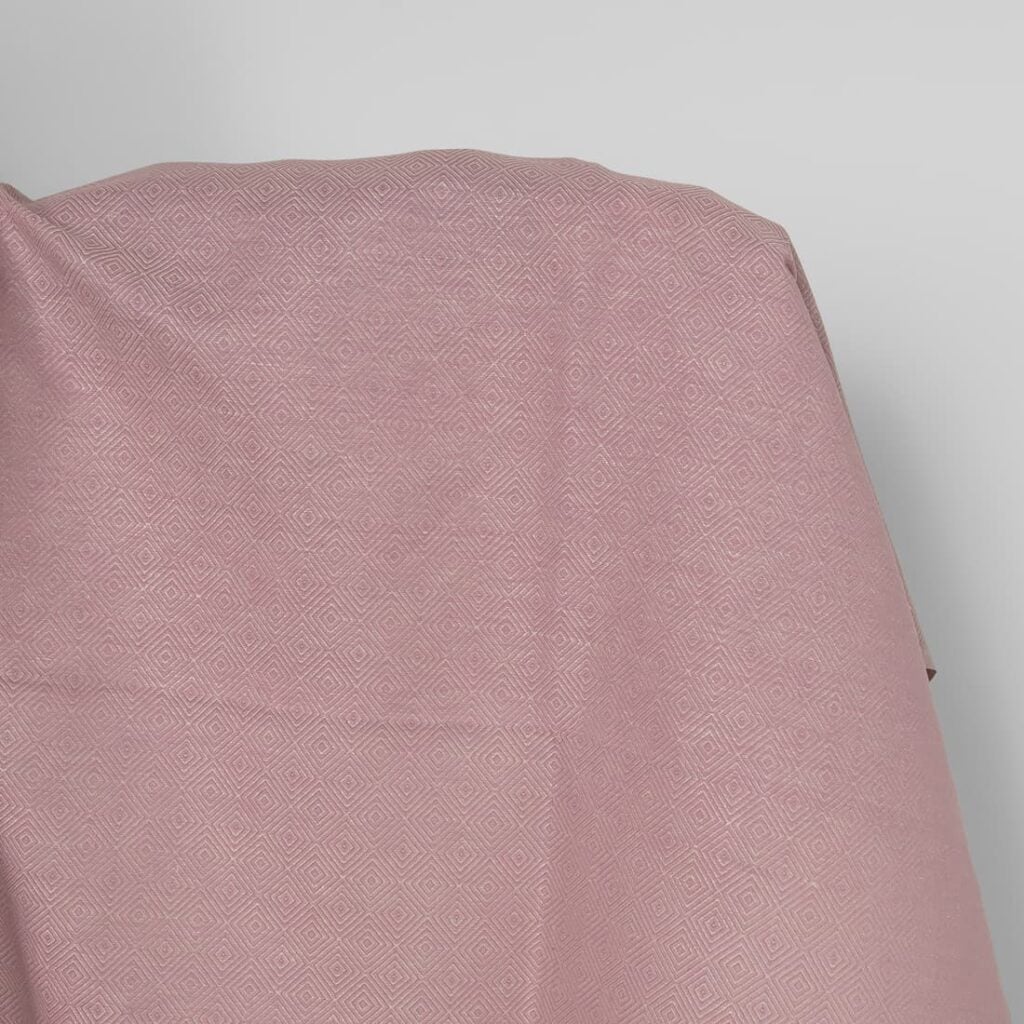 Linen cotton fabric lilac diamond pattern