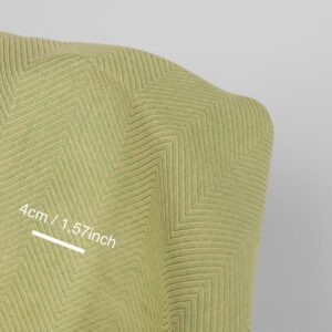 Linen cotton fabric green and yellow herringbone, with measurements