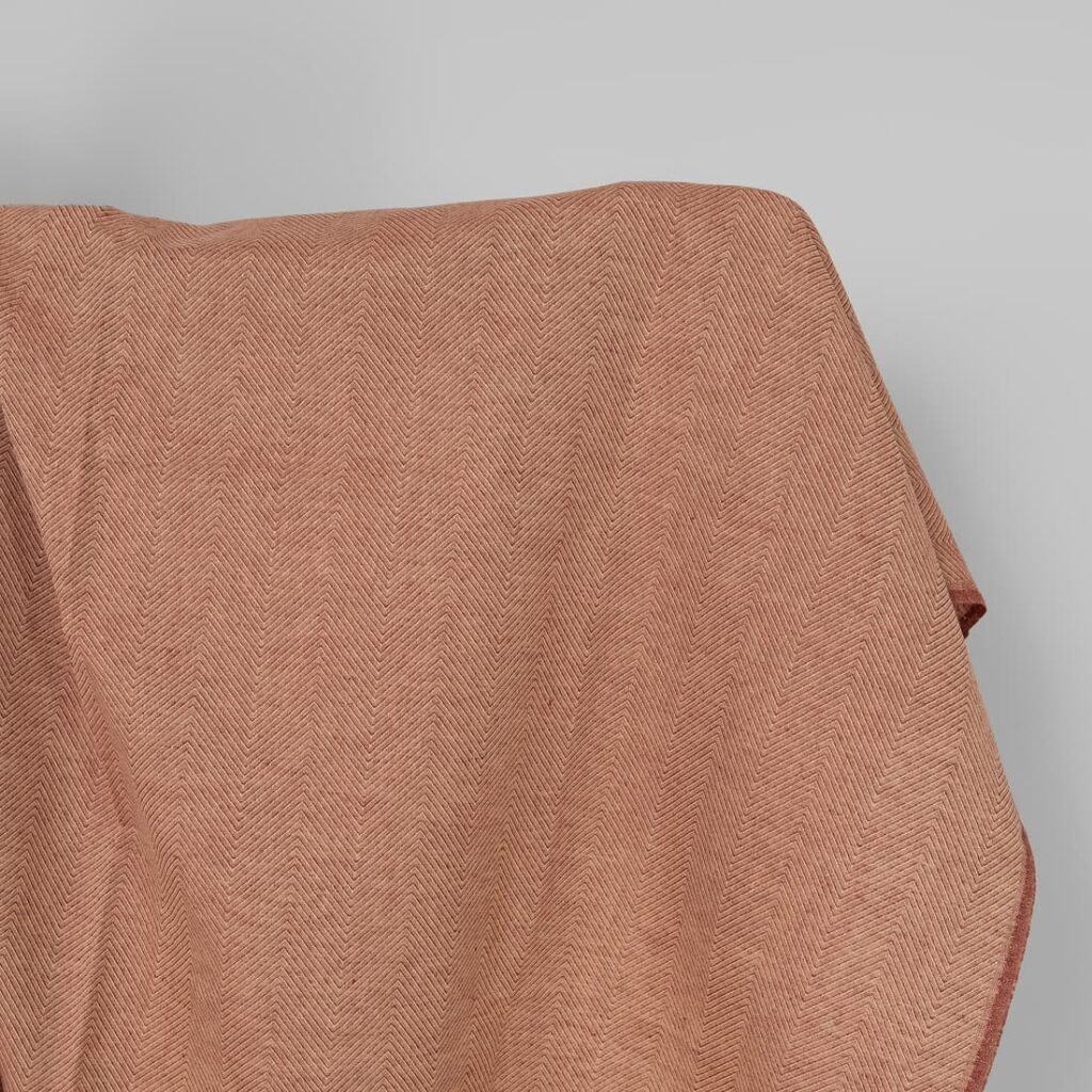 Linen cotton fabric brown and yellow herringbone