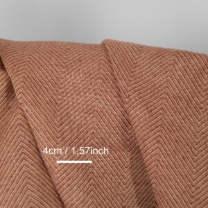 Linen cotton fabric brown and yellow herringbone, with measurements