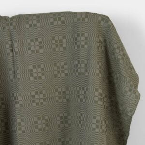 Lin-bomullsstoff grønne og beige twill-ruter