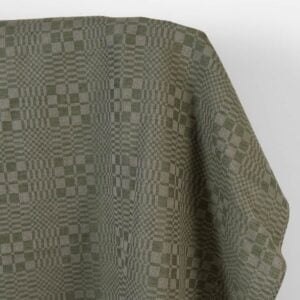 Lin-bomullsstoff grønne og beige twill-ruter