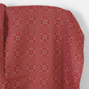 Lin-bomullsstoff røde og beige twill-ruter