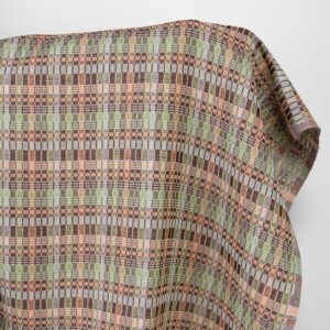 Lin-bomullsstoff flerfarget brun grønn ruter