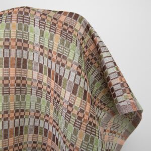 Lin-bomullsstoff flerfarget brun grønn ruter