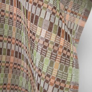 Lin-bomullsstoff flerfarget brun grønn ruter