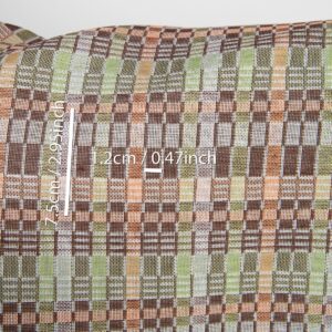 Lin-bomullsstoff flerfarget brun grønn ruter