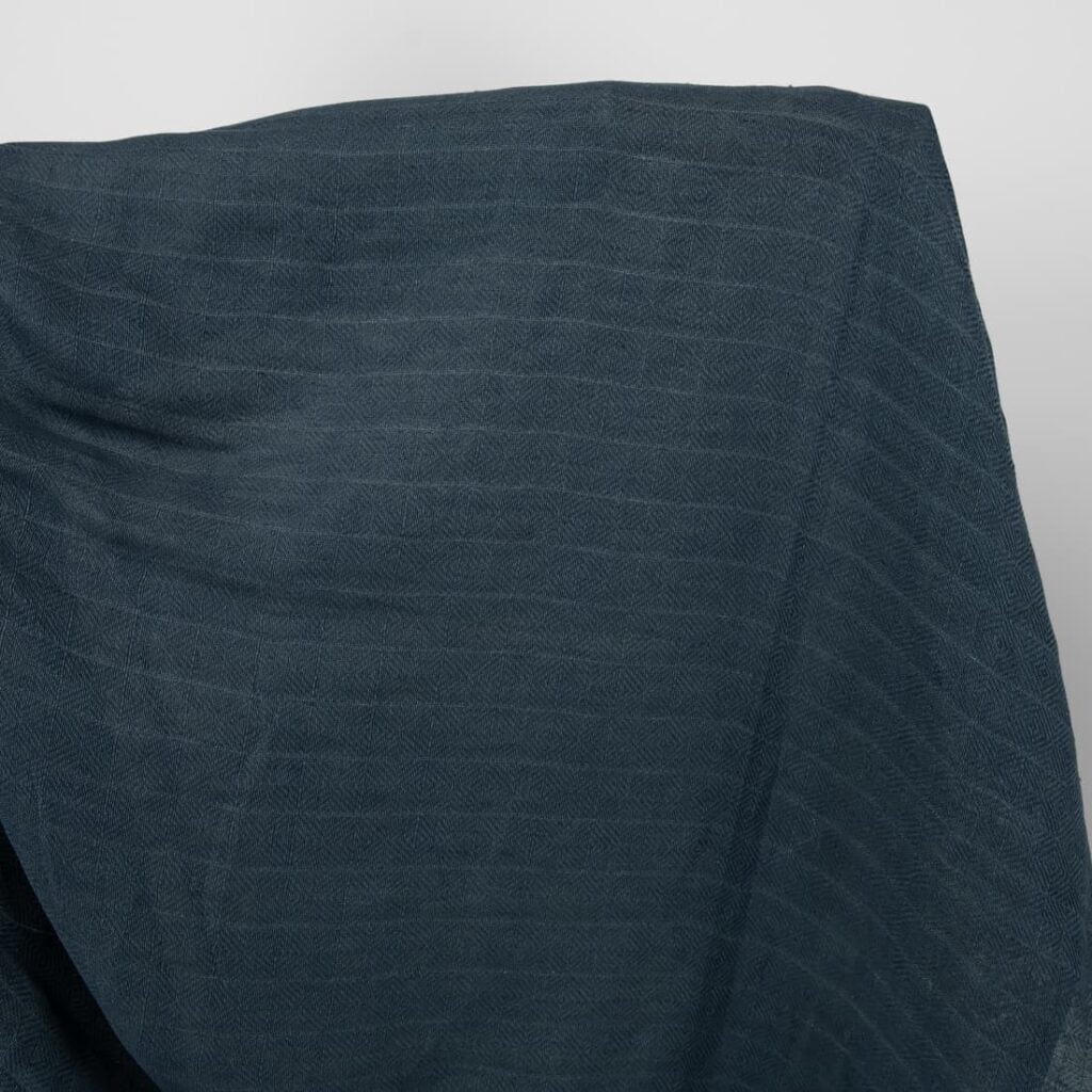 linen cotton navy fabric in rhombus
