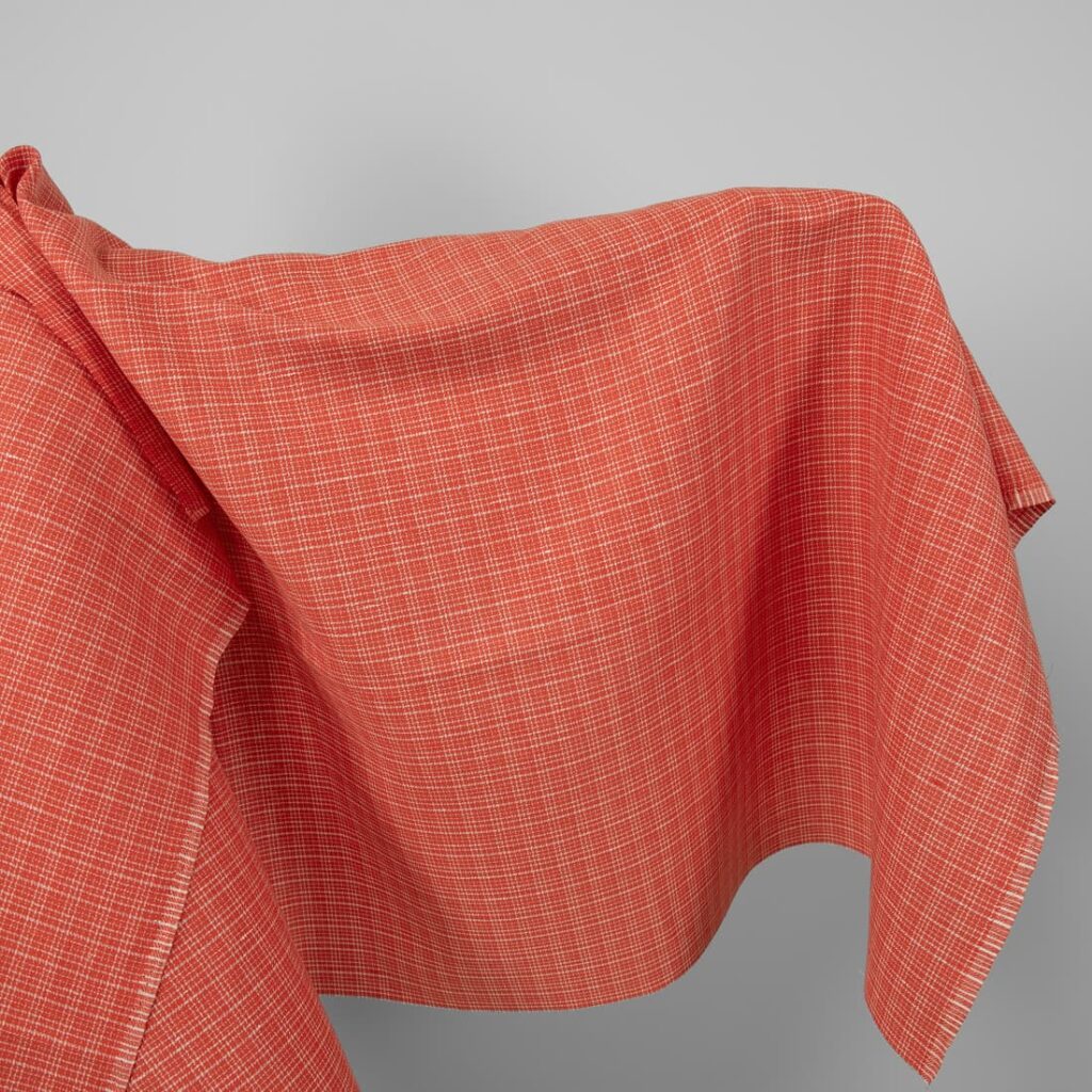 linen cotton bright red fabric checks