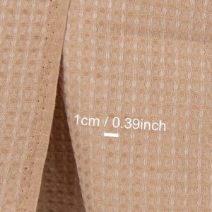 Linen cotton fabric light brown waffle, medium weight