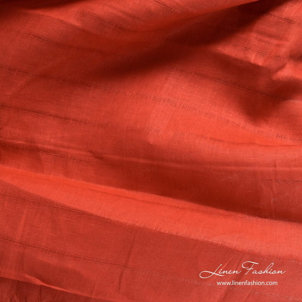 Red transparent linen fabric