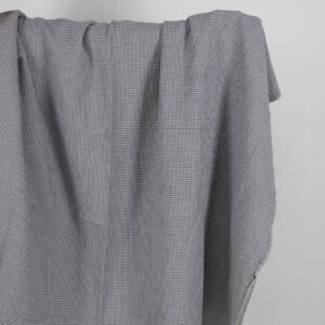 Vasket lin-bomullsstoff grått hundetannsmønster 5 Washed linen cotton fabric grey houndstooth pattern