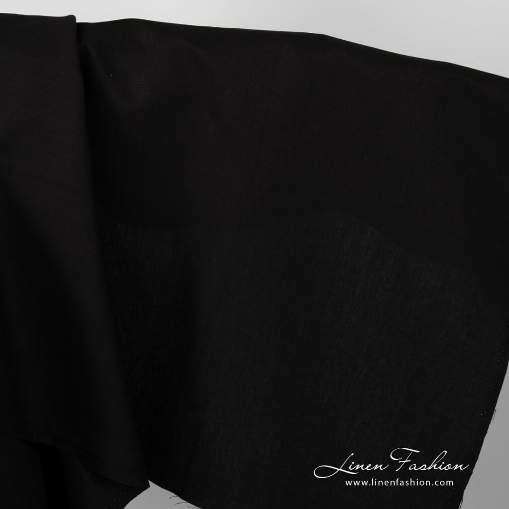 Black linen cotton fabric