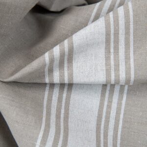 linen cotton fabric in stripes white natural in 180cm.