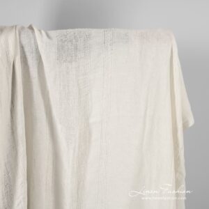 White linen fabric in rare stripes