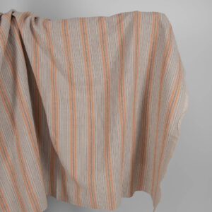 Vasket lin-bomull i brune mønstrede striper 5 Washed linen cotton in brown patterned stripes